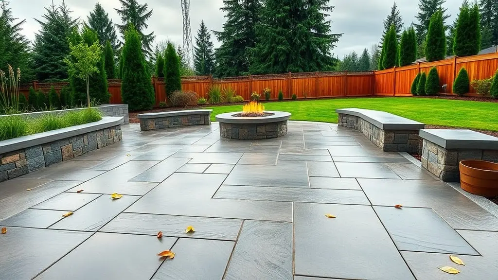 Stamped Patio & Fire Pit - Fairhaven, Bellingham | Bellingham Concrete